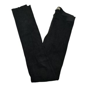 Alice & Olivia Black Suede Leather Pants Women Slim Fit Elastic Waist Size C